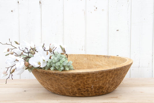 Grand French Farmhouse Bleached Wooden Bowl-Dough Bowl-tbgypsysoul