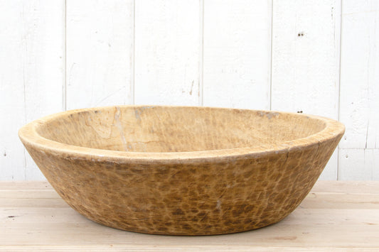 Grand French Farmhouse Bleached Wooden Bowl-Dough Bowl-tbgypsysoul