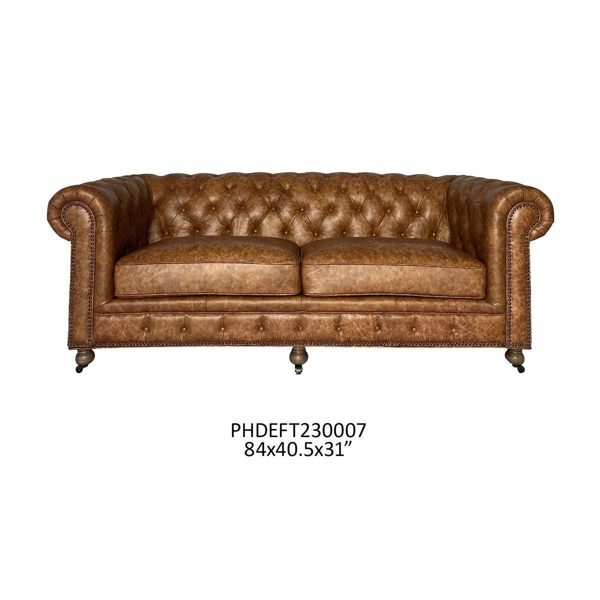 GRAND OAKS LEATHER CHESTERFIELD SOFA 84"-Sofa-tbgypsysoul