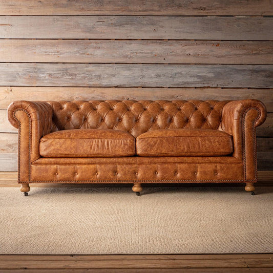 GRAND OAKS LEATHER CHESTERFIELD SOFA 84"-Sofa-tbgypsysoul