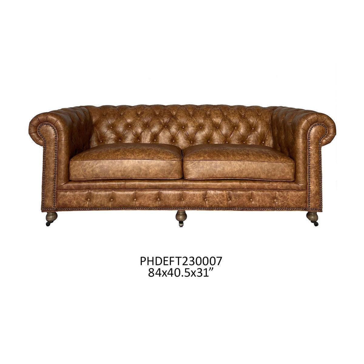 GRAND OAKS LEATHER CHESTERFIELD SOFA 84"-Sofa-tbgypsysoul
