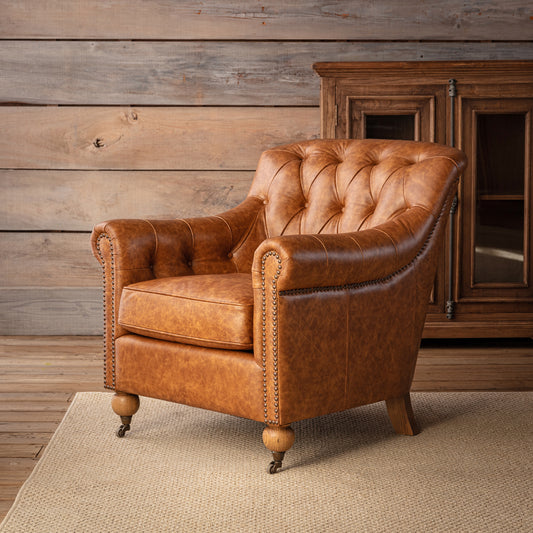 Grand Oaks Leon Leather Arm Chair-Accent Chair-tbgypsysoul