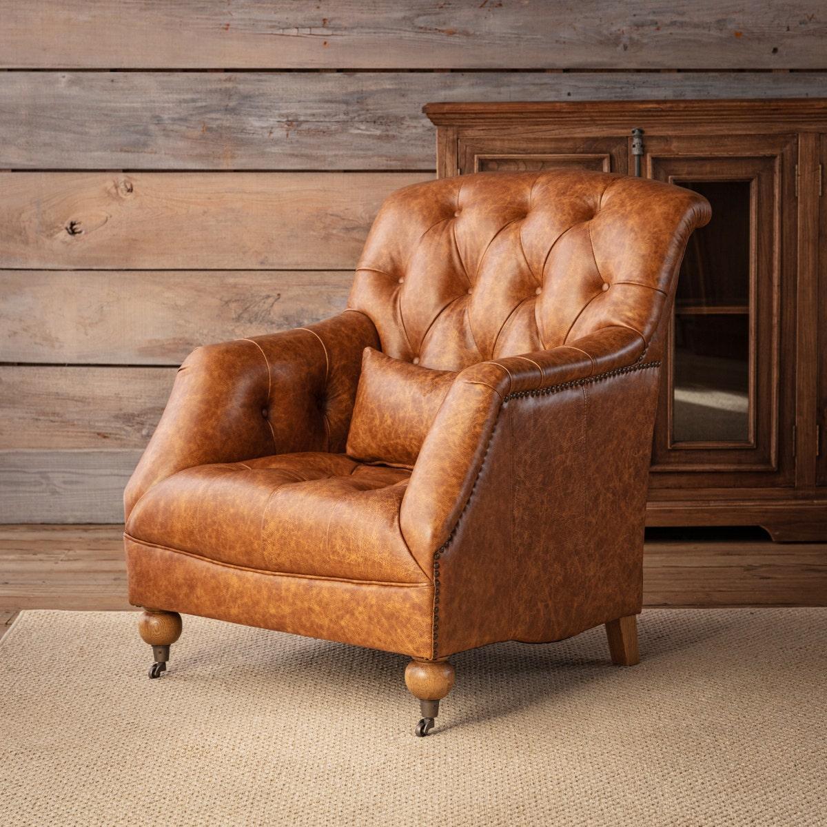 Grand Oaks Leon Leather Arm Chair-Accent Chair-tbgypsysoul