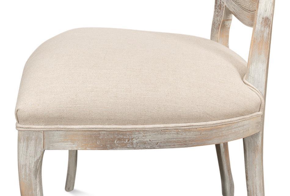 Grey Oak & Linen Flax Oval Cane Back Dining Chair, Set of 2 - White Glove Included-Dining Chair-tbgypsysoul
