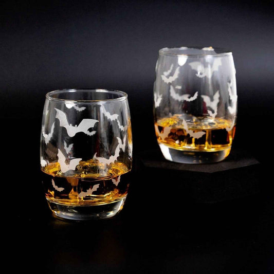 Halloween Bat Whiskey Glasses-Whiskey Glasses > Decal-tbgypsysoul