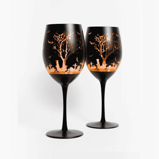 Halloween Wine Glasses-Wine Glasses > Stemmed > Frosted & Matte-tbgypsysoul