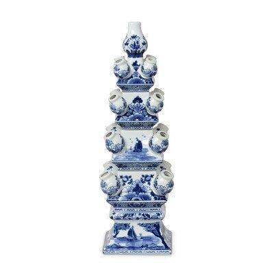 Imperial Ceramic Chinoiserie Tulip Vase, Blue and White-Vase-tbgypsysoul