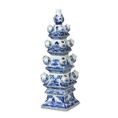 Imperial Ceramic Chinoiserie Tulip Vase, Blue and White-Vase-tbgypsysoul