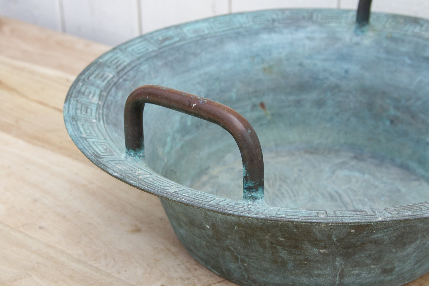 Large Antique Verdigris Copper Pot-tbgypsysoul