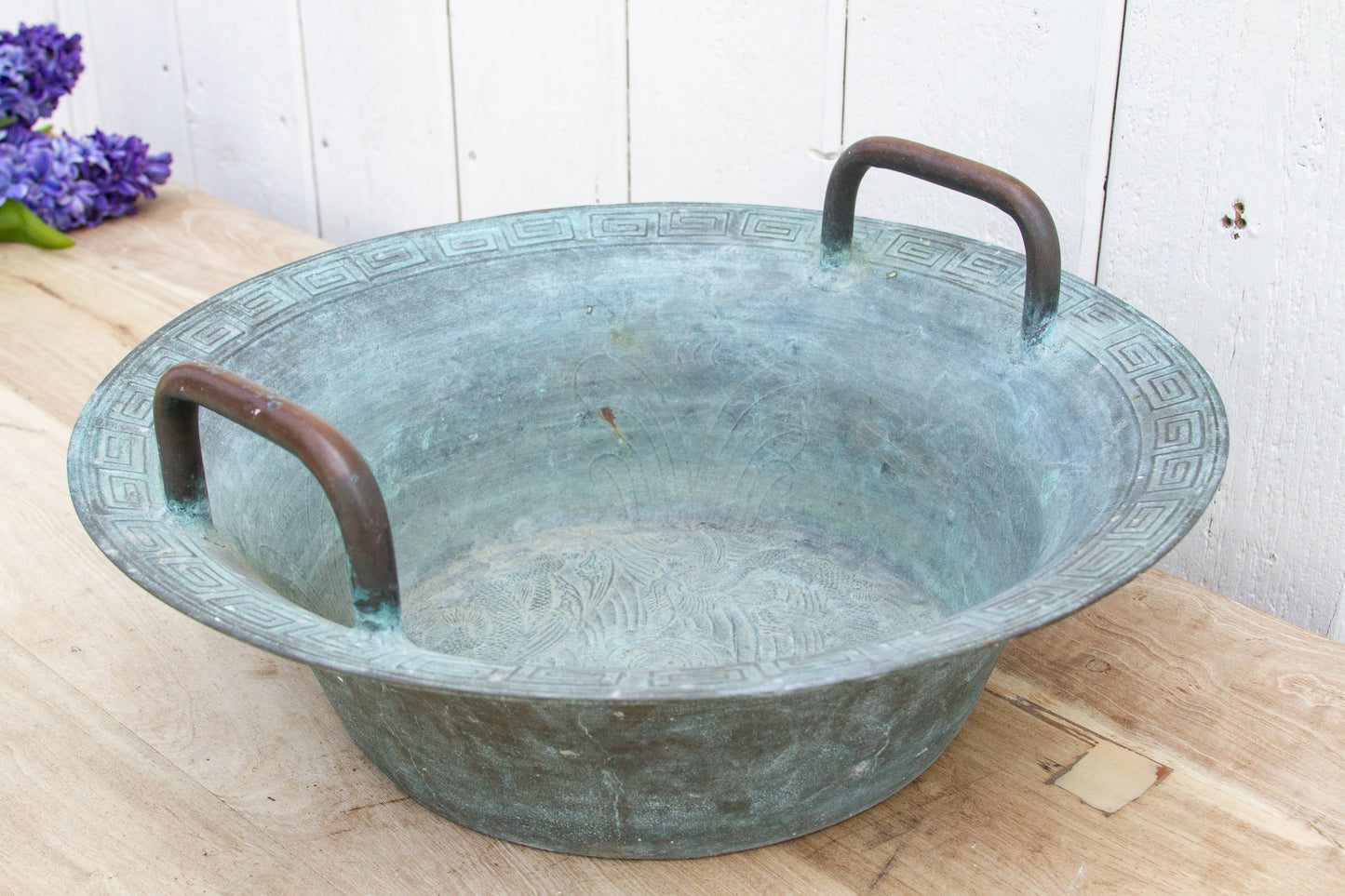 Large Antique Verdigris Copper Pot-tbgypsysoul