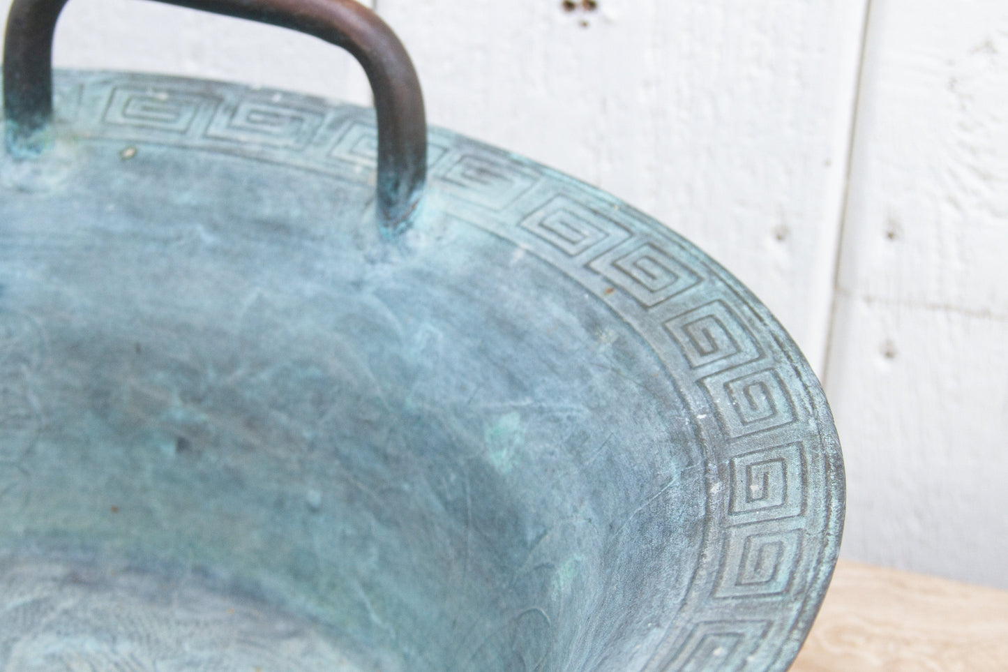 Large Antique Verdigris Copper Pot-tbgypsysoul