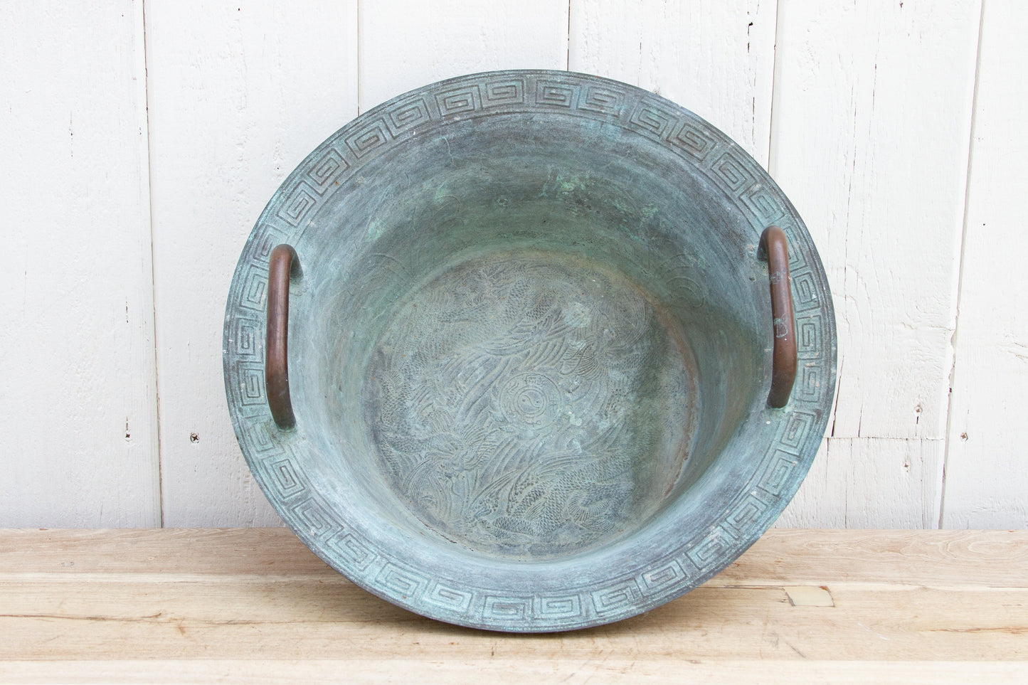 Large Antique Verdigris Copper Pot-tbgypsysoul