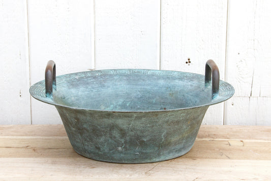 Large Antique Verdigris Copper Pot-tbgypsysoul