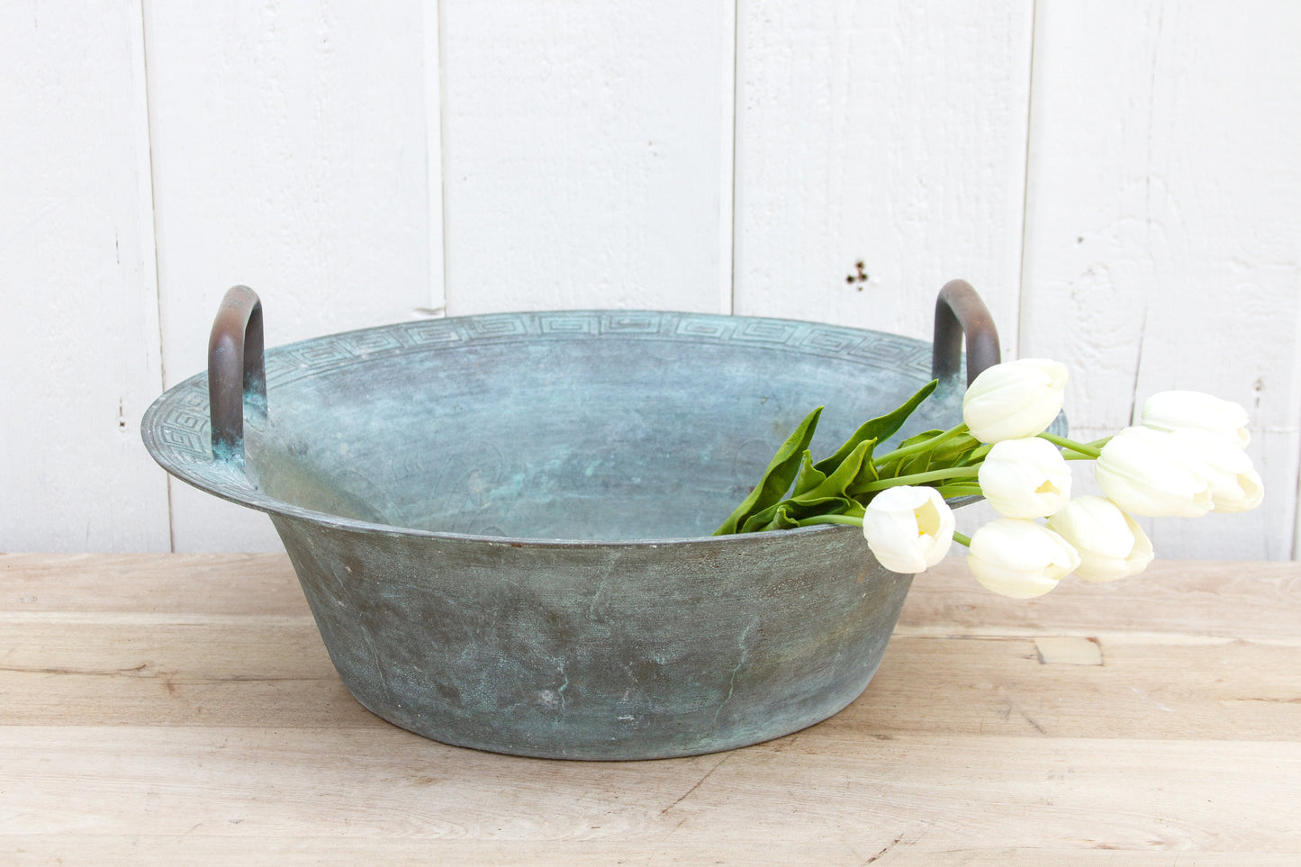 Large Antique Verdigris Copper Pot-tbgypsysoul