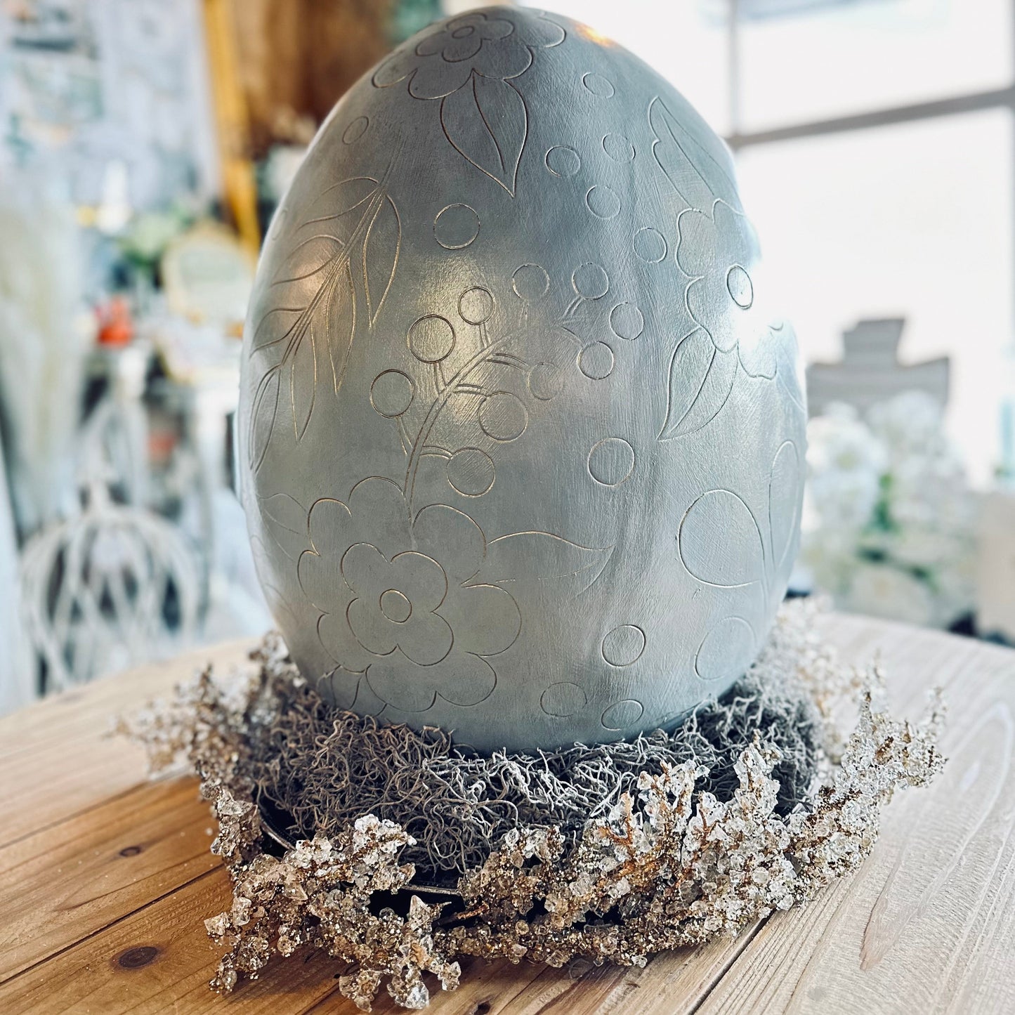 Large Indoor/Outdoor French Country Egg 20.5” x 15.5”-tbgypsysoul