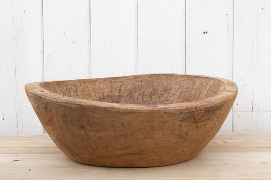 Large Primitive Antique French Bowl (Trade)-Antique Dough Bowl-tbgypsysoul