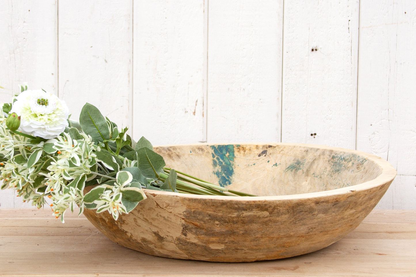 Large Round Bleached Wood Bowl-tbgypsysoul