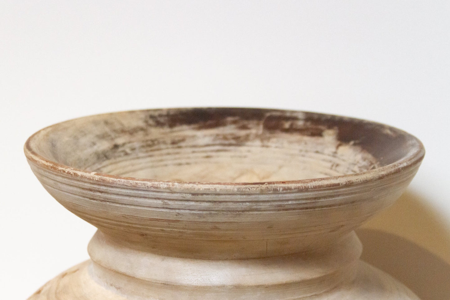 Large Sun-Bleached Wood Kitchen Pot-Antique Carved Wood Pot-tbgypsysoul