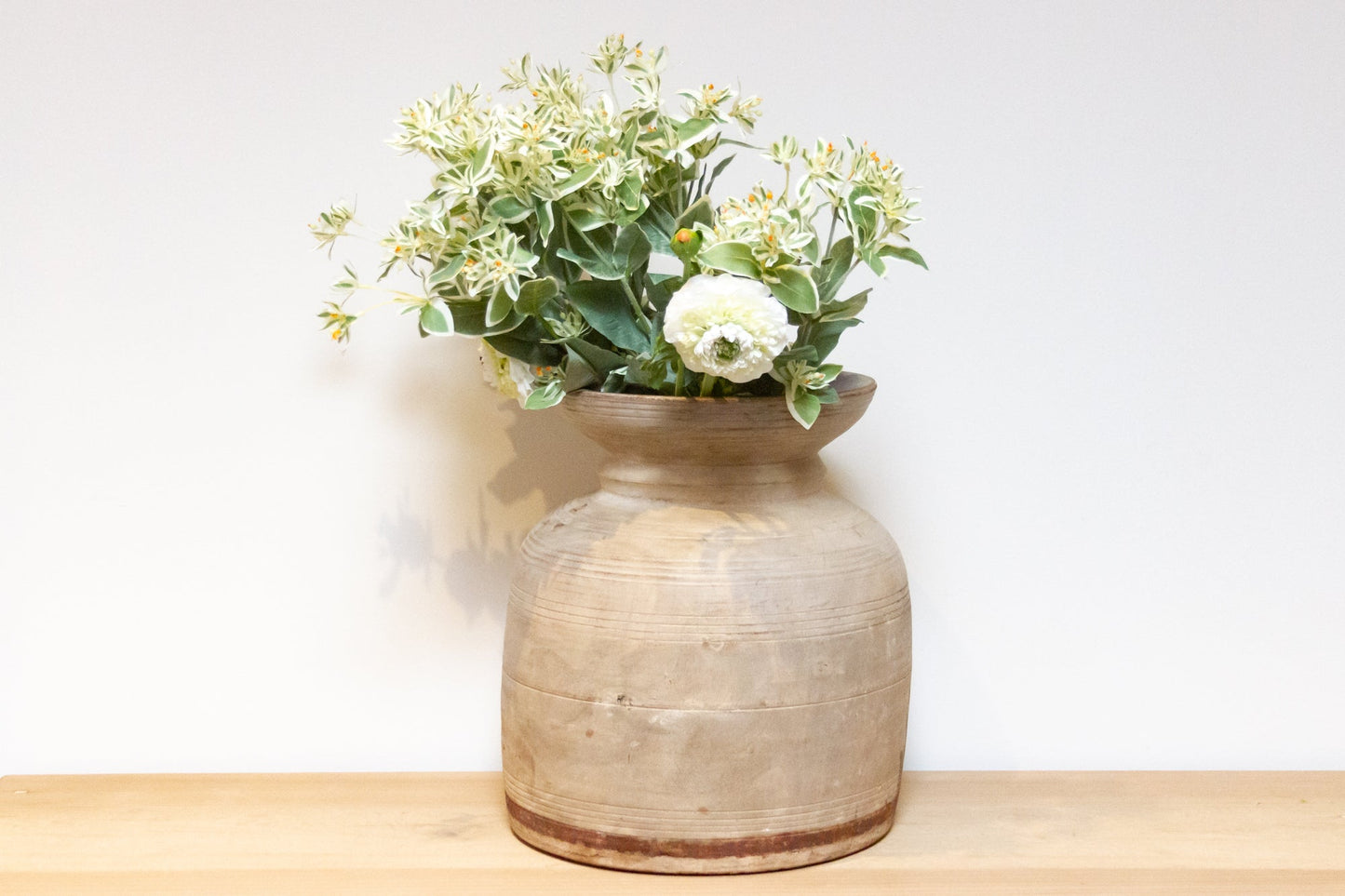 Large Sun-Bleached Wood Kitchen Pot-Antique Carved Wood Pot-tbgypsysoul