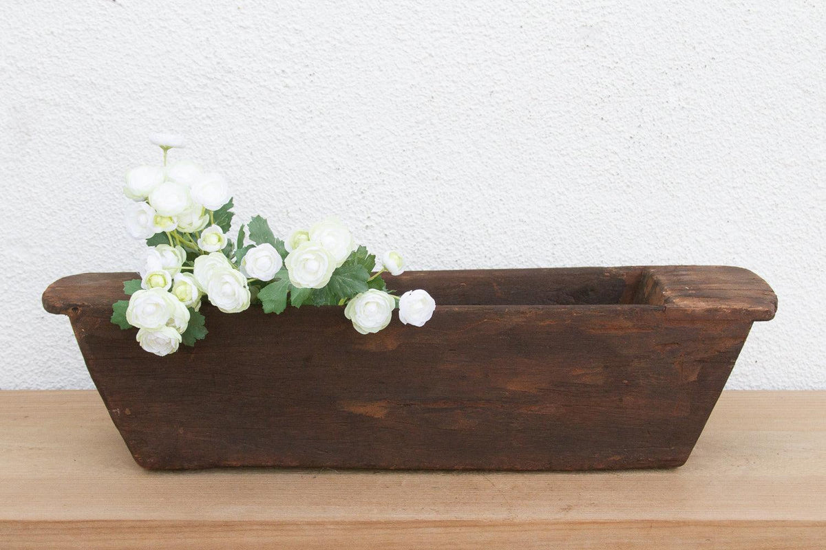 Long Rustic Wood Rectangular Bowl-Trough-tbgypsysoul
