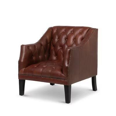 Mohagany Leather Library Chair, Cordovan-Accent Chair-tbgypsysoul