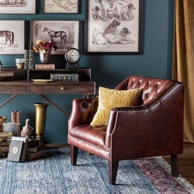 Mohagany Leather Library Chair, Cordovan-Accent Chair-tbgypsysoul