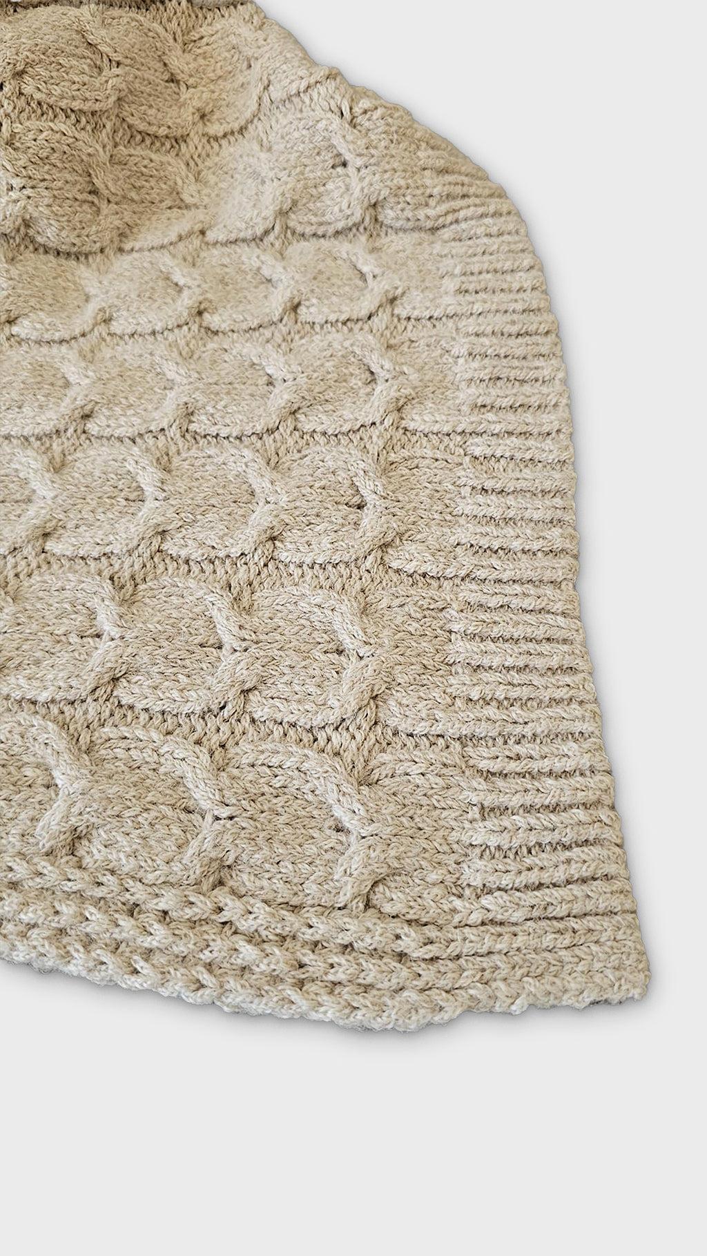 Muru Collection - Pima Cotton & Undyed Baby Alpaca Light Tan Cable Throw-Blanket-tbgypsysoul