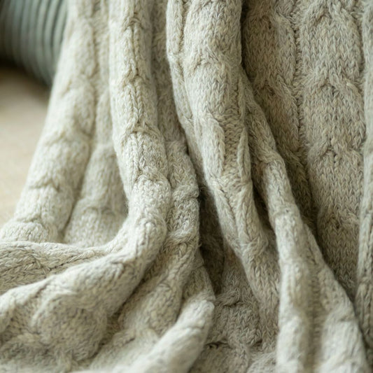 Muru Collection - Pima Cotton & Undyed Baby Alpaca Silver Cable Throw-Blanket-tbgypsysoul