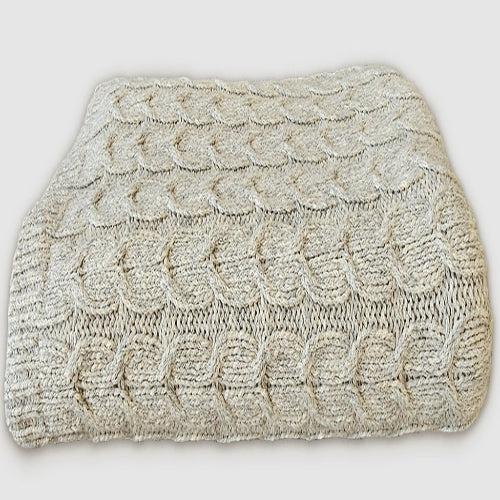 Muru Collection - Pima Cotton & Undyed Baby Alpaca Silver Cable Throw-Blanket-tbgypsysoul