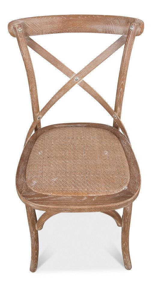 Oak Cross Back, Woven Cane Seat Dining Chair, Set of 2 - White Glove Included-Dining Chair-tbgypsysoul