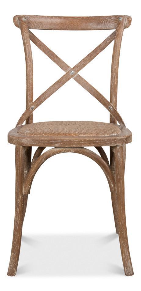 Oak Cross Back, Woven Cane Seat Dining Chair, Set of 2 - White Glove Included-Dining Chair-tbgypsysoul