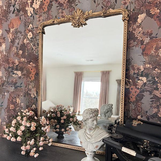 Ornate Golden Floral Rectangular Mirror-Mirror-tbgypsysoul