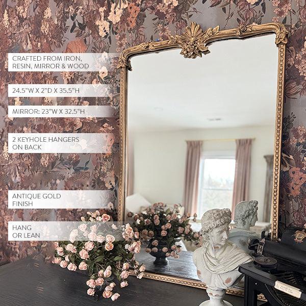 Ornate Golden Floral Rectangular Mirror-Mirror-tbgypsysoul