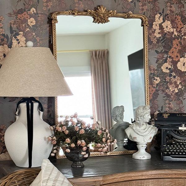 Ornate Golden Floral Rectangular Mirror-Mirror-tbgypsysoul