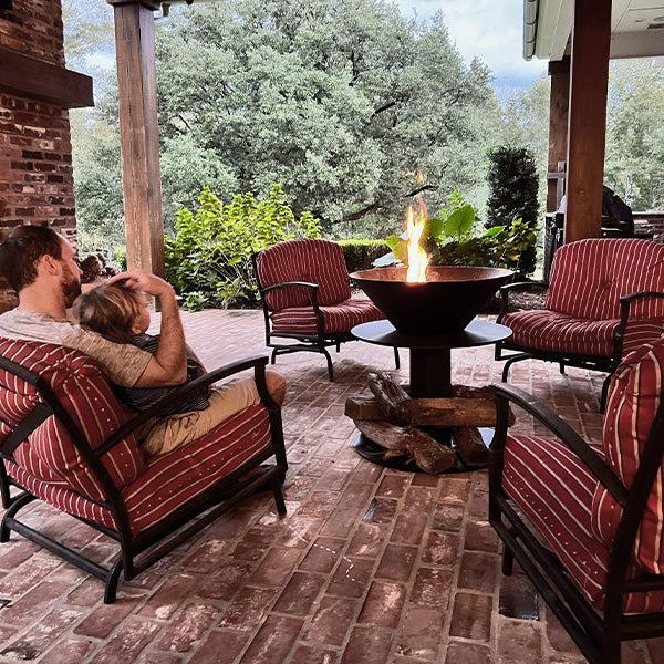 Outdoor Iron Pedestal Fire Bowl and Log Holder-Shop-tbgypsysoul
