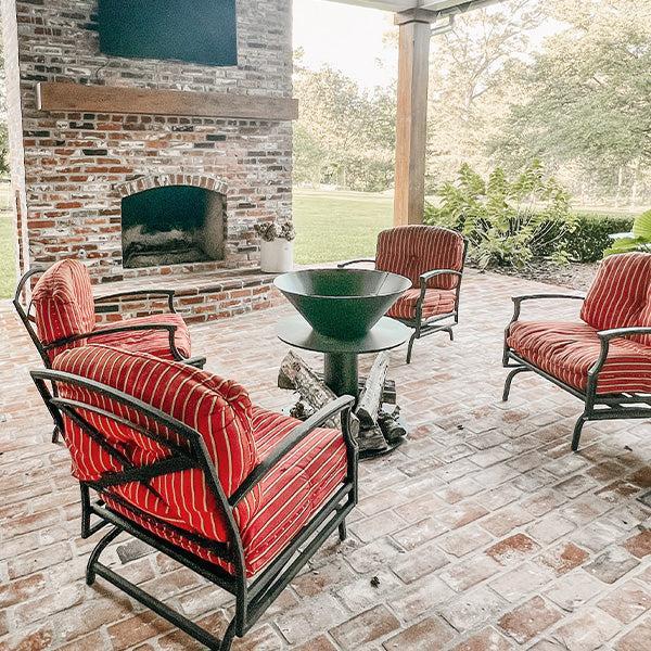 Outdoor Iron Pedestal Fire Bowl and Log Holder-Shop-tbgypsysoul
