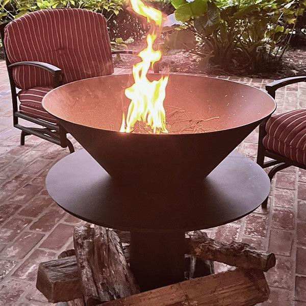 Outdoor Iron Pedestal Fire Bowl and Log Holder-Shop-tbgypsysoul
