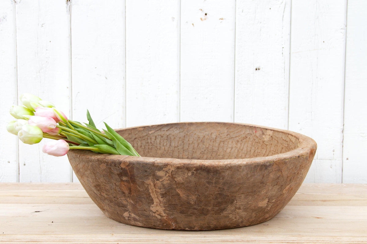Oversized Oxidized Wood Antique Bowl-tbgypsysoul