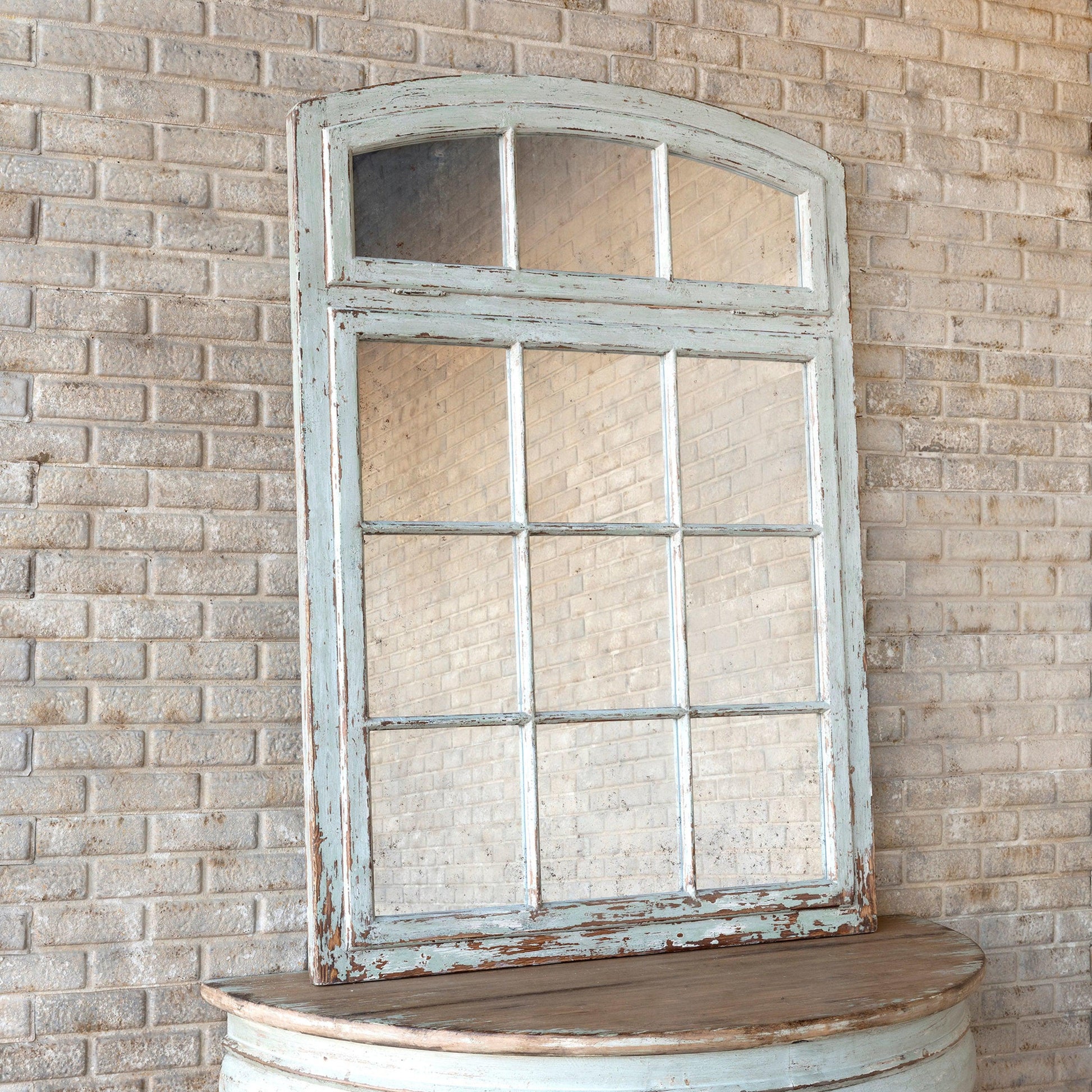Painted Warehouse Window Frame Mirror-Mirrors-tbgypsysoul