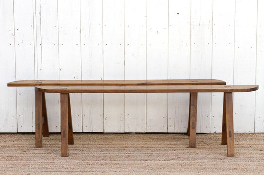 Pair of French Farmhouse Oak Benches-tbgypsysoul