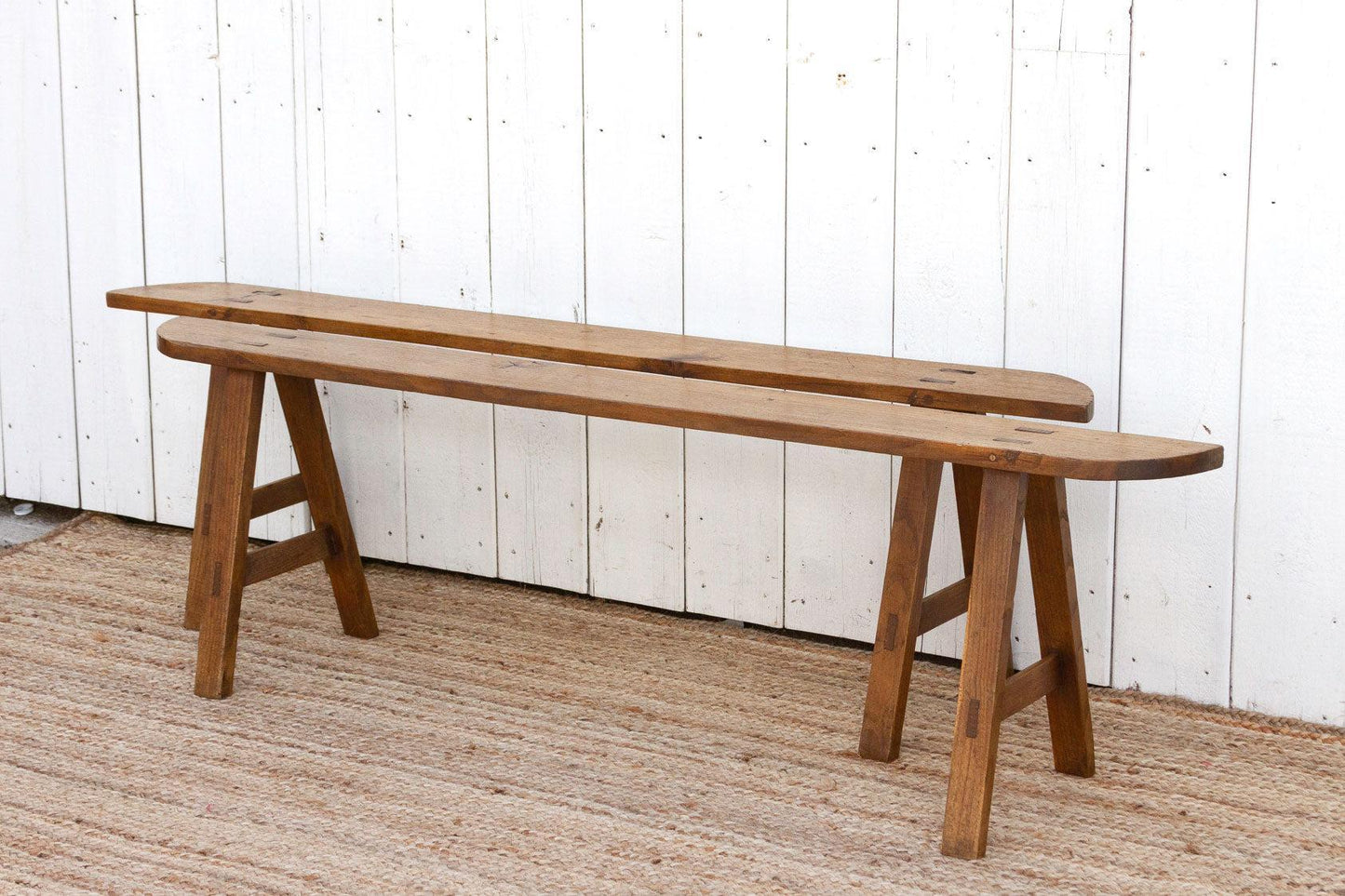 Pair of French Farmhouse Oak Benches-tbgypsysoul