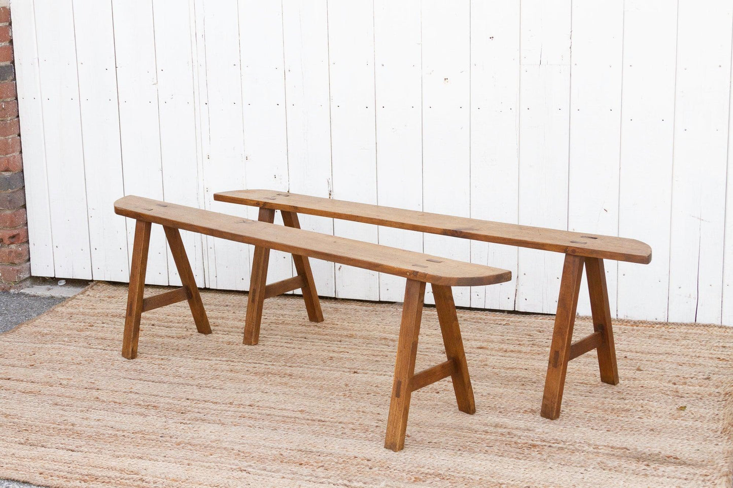 Pair of French Farmhouse Oak Benches-tbgypsysoul