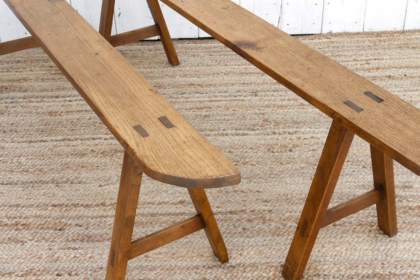 Pair of French Farmhouse Oak Benches-tbgypsysoul
