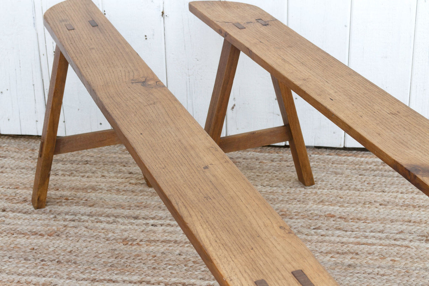 Pair of French Farmhouse Oak Benches-tbgypsysoul