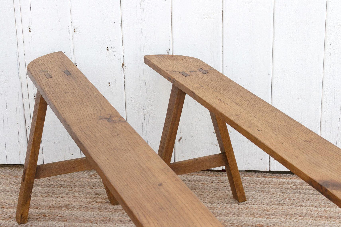 Pair of French Farmhouse Oak Benches-tbgypsysoul