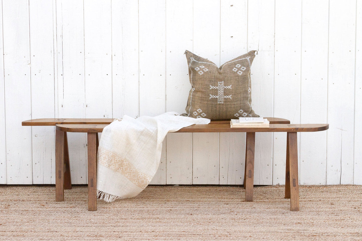 Pair of French Farmhouse Oak Benches-tbgypsysoul