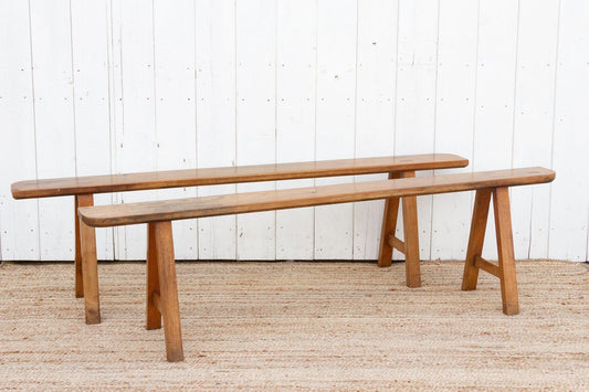 Pair of Antique French Fruitwood Benches-tbgypsysoul