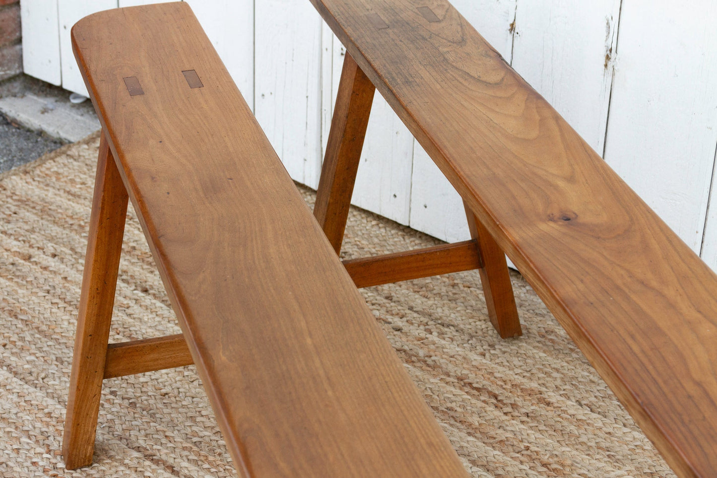 Pair of Antique French Fruitwood Benches-tbgypsysoul