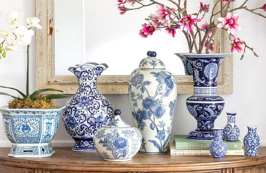 Porcelain Lidded Jasmine Jar-Vase-tbgypsysoul