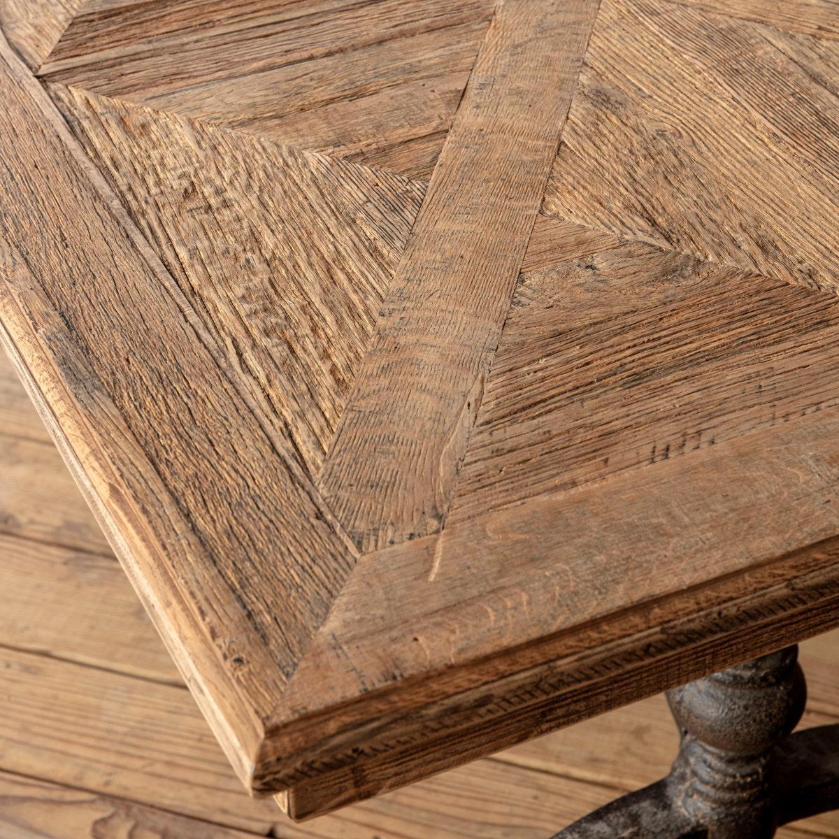 Reclaimed Oak Parquet Top Dinning Table-Dining Table-tbgypsysoul
